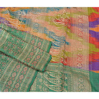 Sanskriti Vintage Sarees Pure Silk Banarasi Brocade Zari Woven Indian 5YD Sari