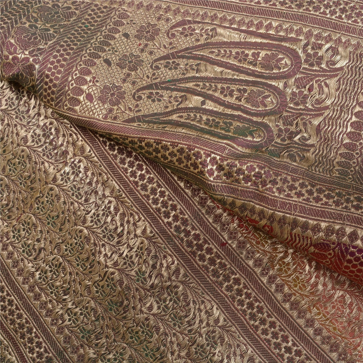 Sanskriti Vintage Sarees Pure Silk Banarasi Brocade Zari Woven Indian 5YD Sari