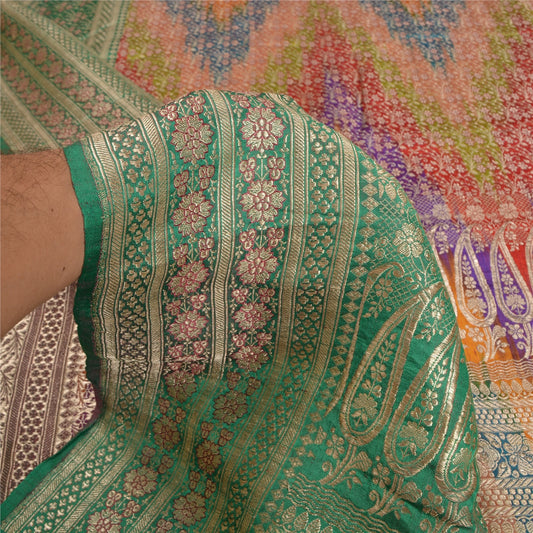 Sanskriti Vintage Sarees Pure Silk Banarasi Brocade Zari Woven Indian 5YD Sari