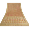 Sanskriti Vintage Beige Sarees Pure Satin BanarasiWoven Brocade Zari Sari Fabric