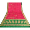 Sanskriti Vintage Pink/Green Wedding Sarees Pure Satin Silk Brocade Sari Sustainable Fabric