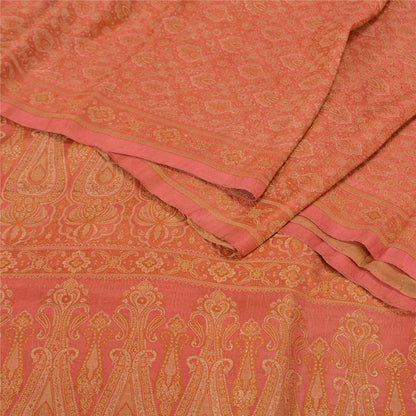 Sanskriti Vintage Pink Indian Sarees Pure Silk Banarasi Hand Woven Sari Fabric