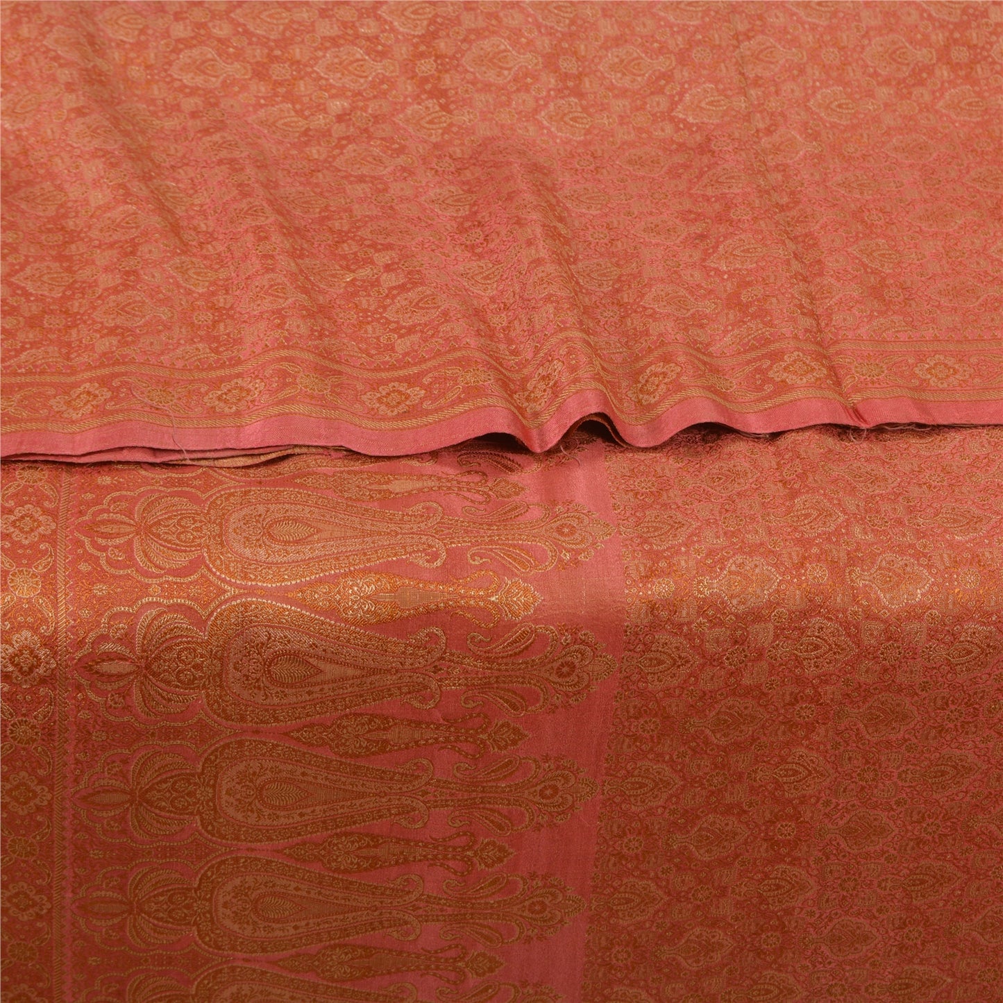 Sanskriti Vintage Pink Indian Sarees Pure Silk Banarasi Hand Woven Sari Fabric