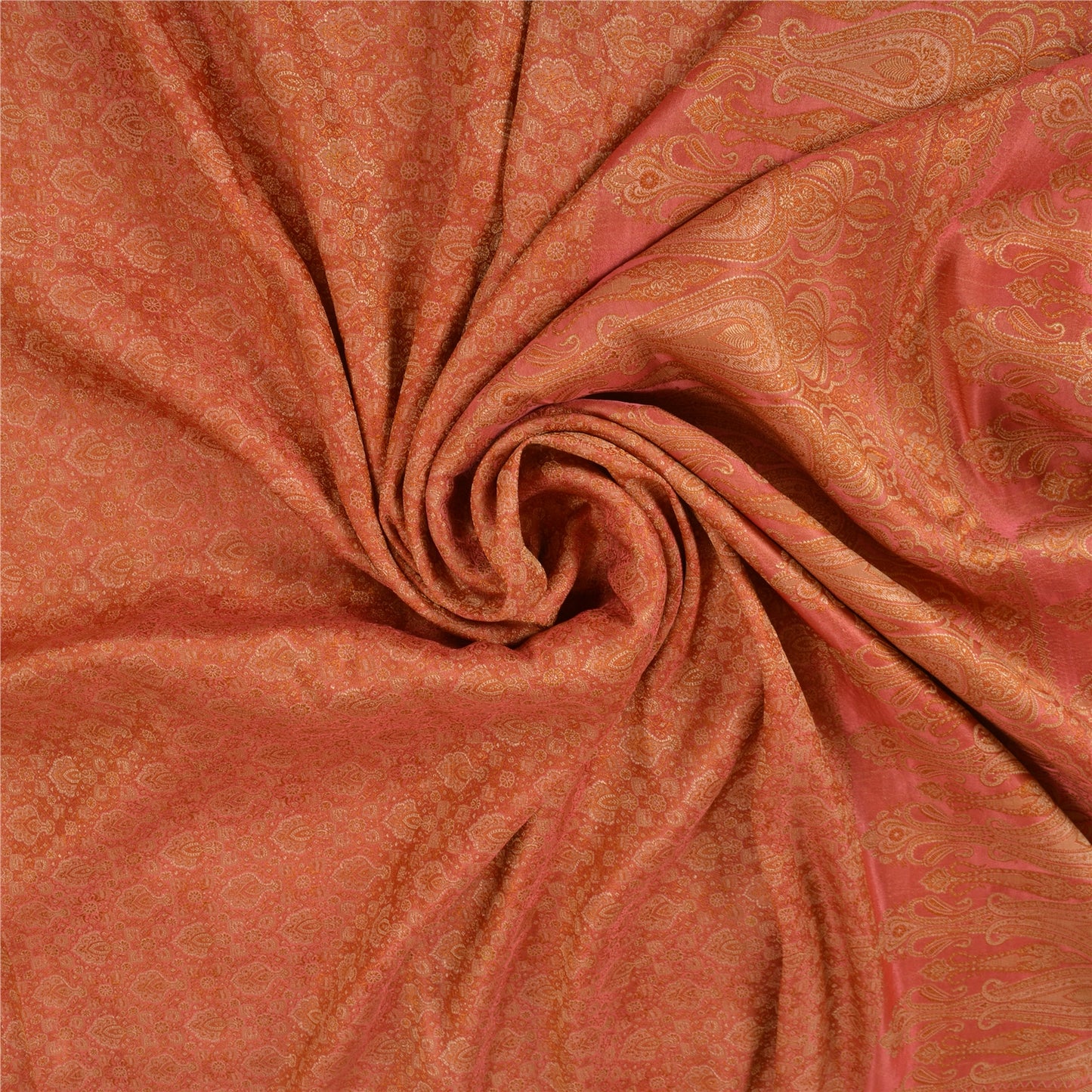 Sanskriti Vintage Pink Indian Sarees Pure Silk Banarasi Hand Woven Sari Fabric