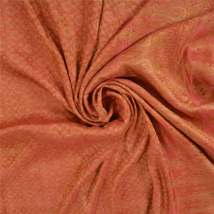 Sanskriti Vintage Pink Indian Sarees Pure Silk Banarasi Hand Woven Sari Fabric
