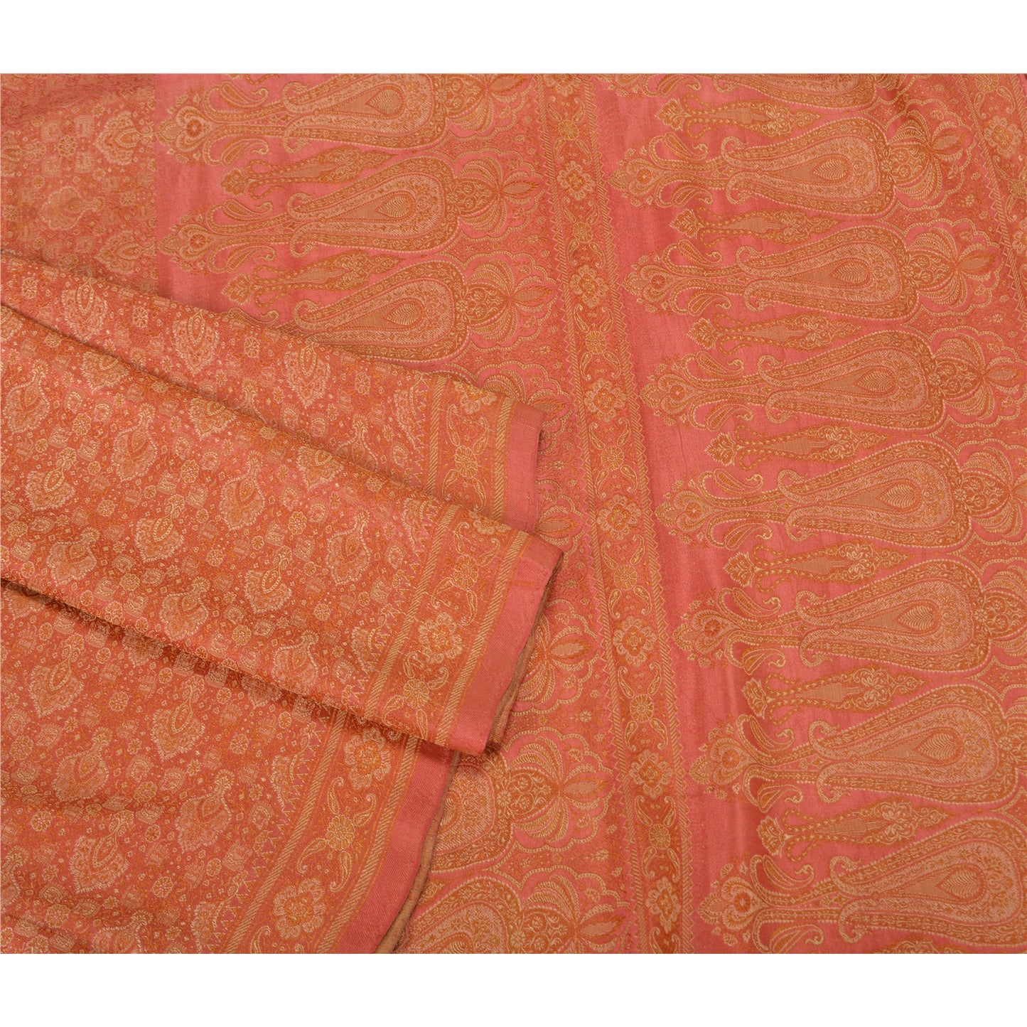 Sanskriti Vintage Pink Indian Sarees Pure Silk Banarasi Hand Woven Sari Fabric