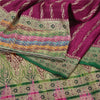 Sanskriti Vintage Purple Indian Sarees Pure Satin Silk Woven Brocade Sari Fabric
