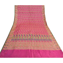 Load image into Gallery viewer, Sanskriti Vintage Magenta Indian Sarees Blend Silk Woven Sari 5 Yard Fabric
