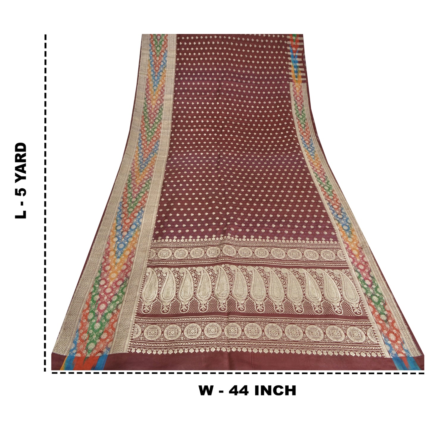 Sanskriti Vintage Dark Red Sarees Pure Satin Silk Brocade/Banarasi Sari Fabric