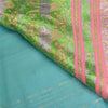 Sanskriti Vintage Blue Sarees Pure Silk Zari Woven Brocade/Banarasi Sari Fabric