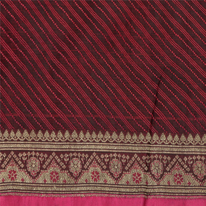 Sanskriti Vintage Sarees Red Pure Satin Silk Woven Brocade/Banarasi Sari Fabric