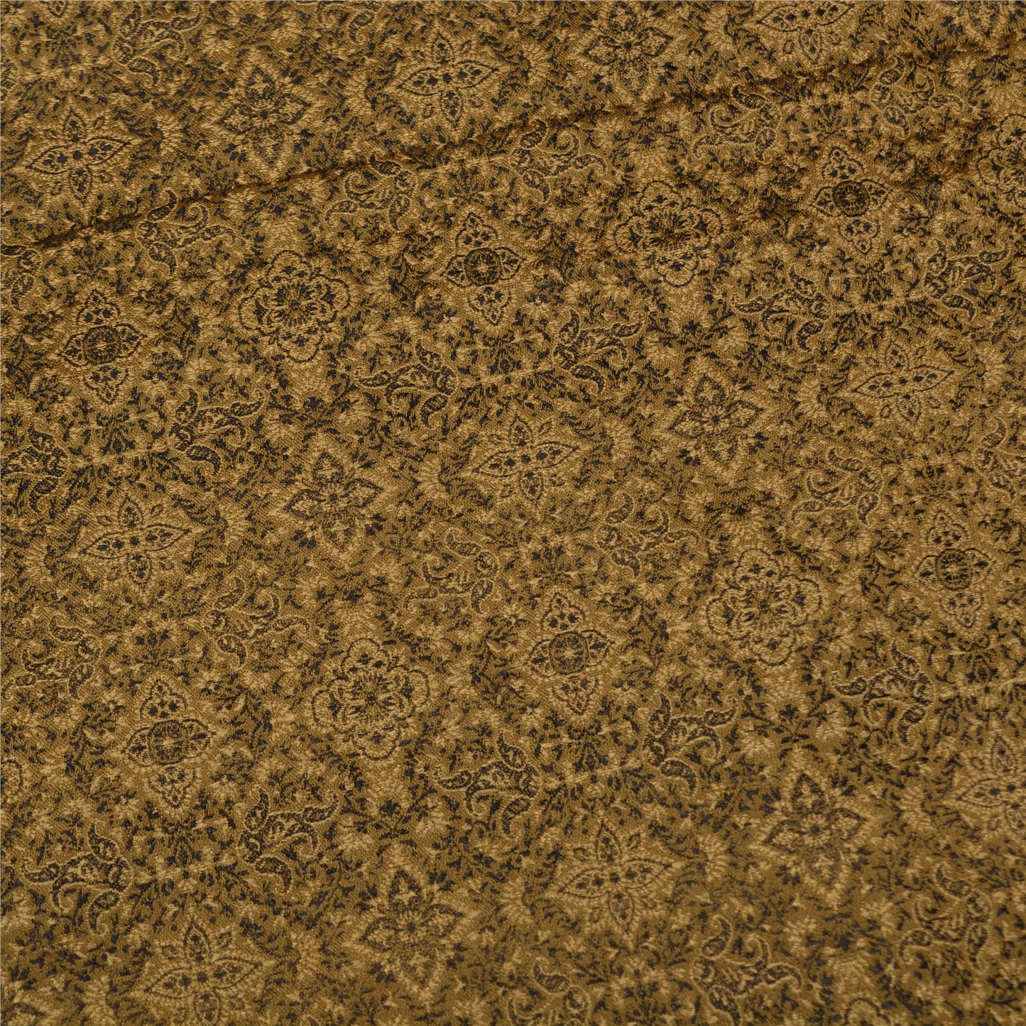 Sanskriti Vintage Brown Indian Sarees Pure Satin Silk Woven Tanchoi Sari Sustainable Fabric