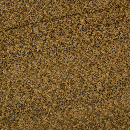 Sanskriti Vintage Brown Indian Sarees Pure Satin Silk Woven Tanchoi Sari Sustainable Fabric