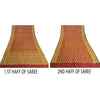 Sanskriti Vintage Red Sarees Blend Silk Unique Hand Woven Brocade Sari Fabric