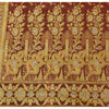 Sanskriti Vintage Red Sarees Blend Silk Unique Hand Woven Brocade Sari Fabric