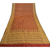 Sanskriti Vintage Red Sarees Blend Silk Unique Hand Woven Brocade Sari Fabric
