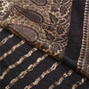Sanskriti Vintage Black Sarees Pure Satin Woven Brocade/Banarasi Sari Fabric