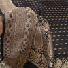 Sanskriti Vintage Black Sarees Pure Satin Woven Brocade/Banarasi Sari Fabric