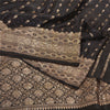 Sanskriti Vintage Black Sarees Pure Satin Woven Brocade/Banarasi Sari Fabric