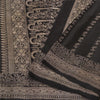 Sanskriti Vintage Black Sarees Pure Satin Woven Brocade/Banarasi Sari Fabric