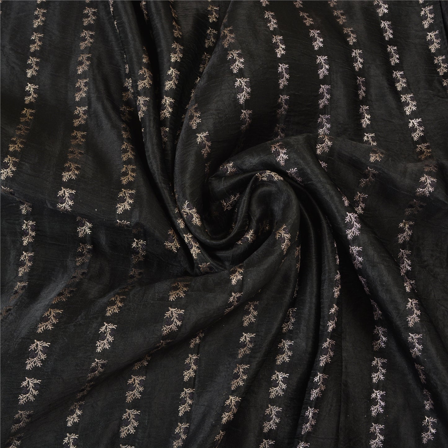 Sanskriti Vintage Black Sarees Pure Satin Woven Brocade/Banarasi Sari Fabric