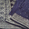 Sanskriti Vintage Purple Sarees Pure Satin Woven Brocade/Banarasi Sari Fabric