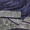 Sanskriti Vintage Purple Sarees Pure Satin Woven Brocade/Banarasi Sari Fabric