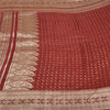 Sanskriti Vintage Dark Red Sarees Pure Satin Woven Brocade/Banarasi Sari Fabric