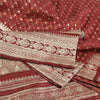 Sanskriti Vintage Dark Red Sarees Pure Satin Woven Brocade/Banarasi Sari Fabric