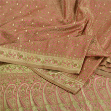 Load image into Gallery viewer, Sanskriti Vintage Peach Sarees Pure Satin Woven Brocade/Banarasi Sari Fabric

