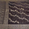 Sanskriti Vintage Dark Brown Sarees Pure Satin Silk Brocade/Banarasi Sari Fabric