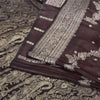 Sanskriti Vintage Dark Brown Sarees Pure Satin Silk Brocade/Banarasi Sari Fabric