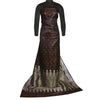 Sanskriti Vintage Brown Sarees Pure Satin Woven Brocade/Banarasi Sari Fabric