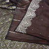 Sanskriti Vintage Brown Sarees Pure Satin Woven Brocade/Banarasi Sari Fabric
