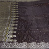 Sanskriti Vintage Brown Sarees Pure Satin Woven Brocade/Banarasi Sari Fabric