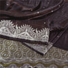 Sanskriti Vintage Brown Sarees Pure Satin Woven Brocade/Banarasi Sari Fabric