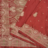 Sanskriti Vintage Dark Red Sarees Pure Satin Woven Brocade/Banarasi Sari Sustainable Fabric