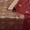 Sanskriti Vintage Dark Red Sarees Pure Satin Woven Brocade/Banarasi Sari Sustainable Fabric