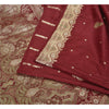 Sanskriti Vintage Dark Red Sarees Pure Satin Woven Brocade/Banarasi Sari Sustainable Fabric