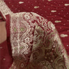 Sanskriti Vintage Dark Red Sarees Pure Satin Woven Brocade/Banarasi Sari Sustainable Fabric
