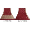 Sanskriti Vintage Dark Red Sarees Pure Satin Woven Brocade/Banarasi Sari Sustainable Fabric