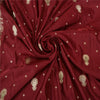 Sanskriti Vintage Dark Red Sarees Pure Satin Woven Brocade/Banarasi Sari Sustainable Fabric