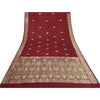 Sanskriti Vintage Dark Red Sarees Pure Satin Woven Brocade/Banarasi Sari Sustainable Fabric