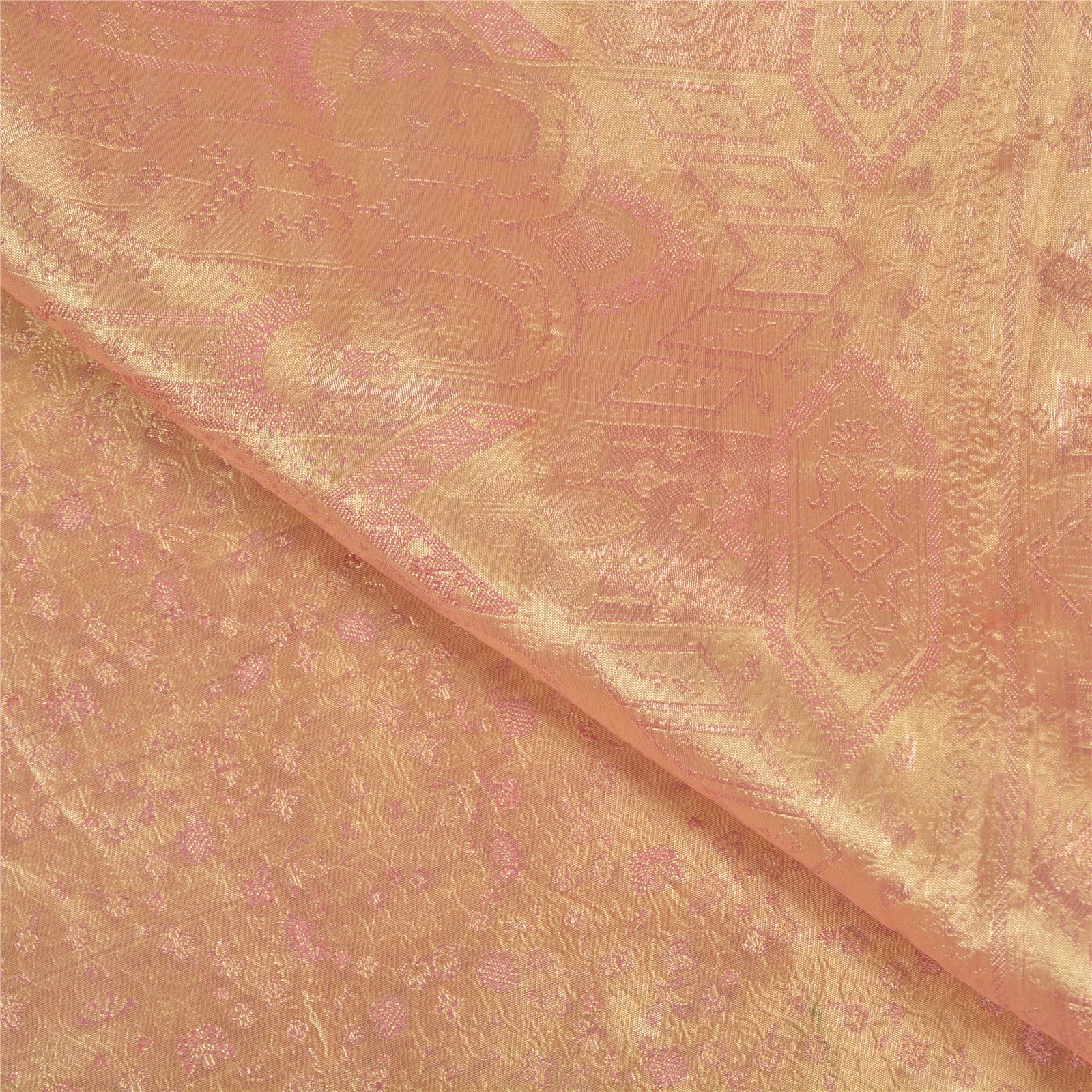 Sanskriti Vintage Saree 100% Pure Satin Silk Pink Sarees Zari Hand Woven Brocade/Banarasi 5+Yard Craft Fabric Upcycled Sarongs Scarves