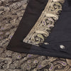 Sanskriti Vintage Black Sarees Pure Satin Silk Brocade/Banarasi Zari Sari Fabric