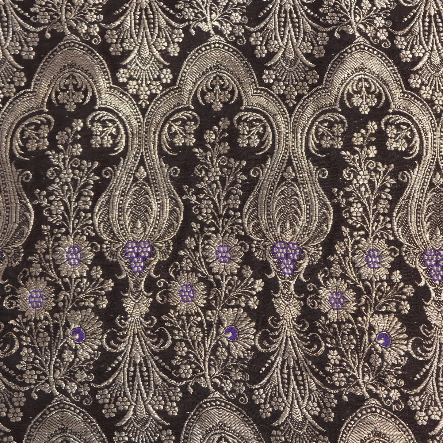 Sanskriti Vintage Black Sarees Pure Satin Silk Brocade/Banarasi Zari Sari Fabric