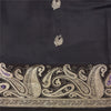 Sanskriti Vintage Black Sarees Pure Satin Silk Brocade/Banarasi Zari Sari Fabric