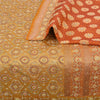 Sanskriti Vintage Saffron Sarees Pure Satin Silk Brocade/Banarasi Sari Fabric