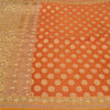 Sanskriti Vintage Saffron Sarees Pure Satin Silk Brocade/Banarasi Sari Fabric