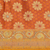 Sanskriti Vintage Saffron Sarees Pure Satin Silk Brocade/Banarasi Sari Fabric